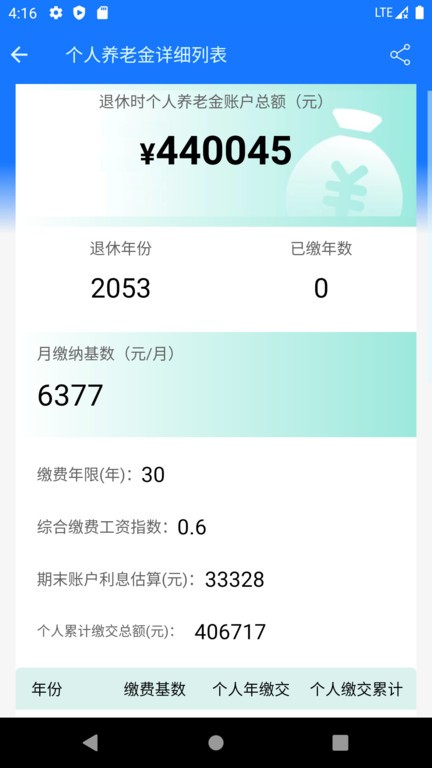 深圳养老金计算器2026 截图2