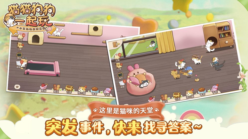 猫猫狗狗一起玩游戏 截图1