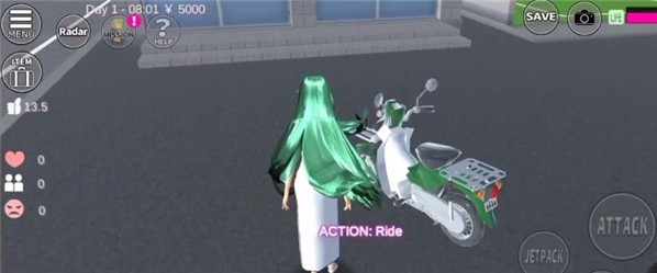 樱花校园模拟器绿色摩托车 截图2